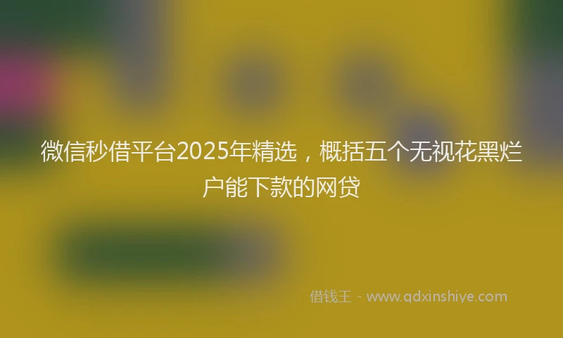 微信秒借平台2025年精选，概括五个无视花黑烂户能下款的网贷