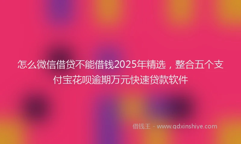 怎么微信借贷不能借钱2025年精选，整合五个支付宝花呗逾期万元快速贷款软件