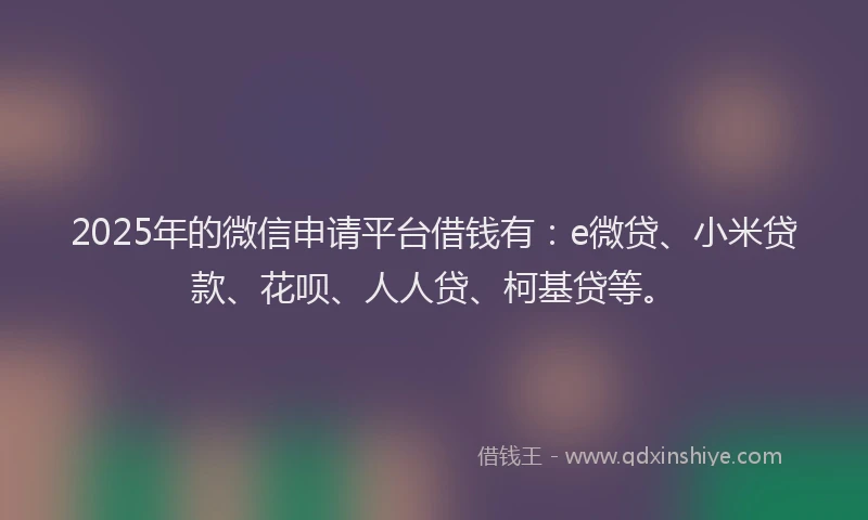 2025年的微信申请平台借钱有：e微贷、小米贷款、花呗、人人贷、柯基贷等。