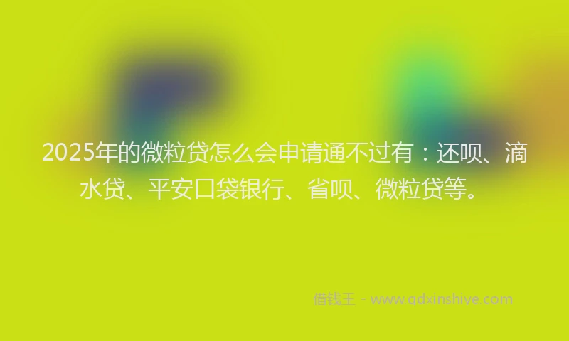 2025年的微粒贷怎么会申请通不过有：还呗、滴水贷、平安口袋银行、省呗、微粒贷等。