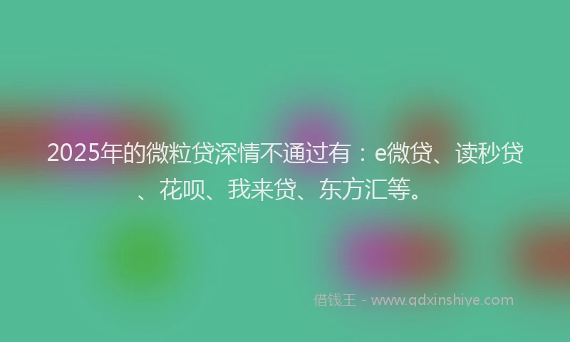 2025年的微粒贷深情不通过有：e微贷、读秒贷、花呗、我来贷、东方汇等。