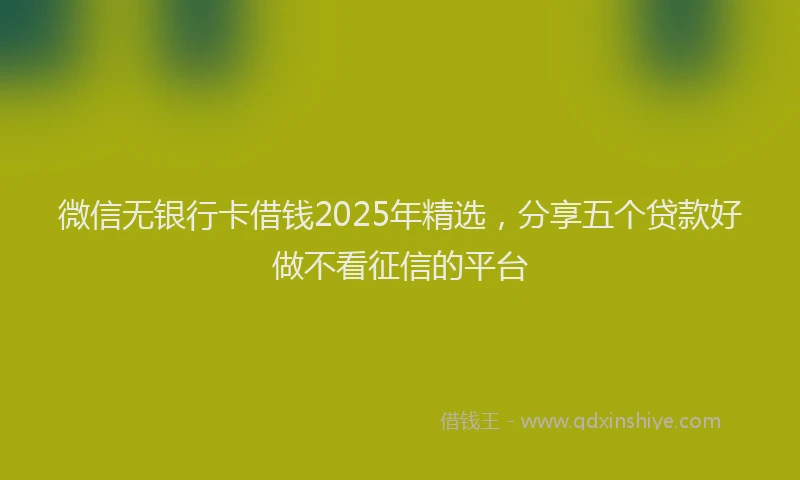 微信无银行卡借钱2025年精选，分享五个贷款好做不看征信的平台