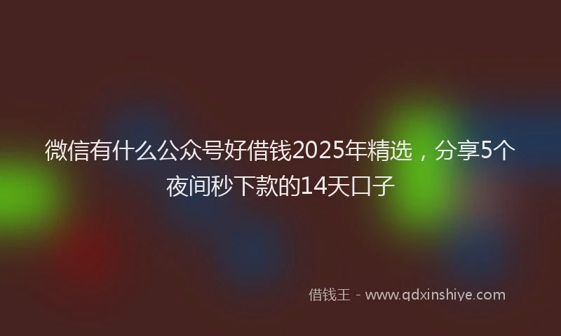 微信有什么公众号好借钱2025年精选，分享5个夜间秒下款的14天口子