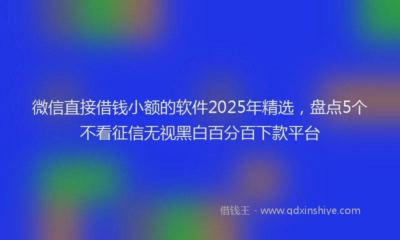 微信直接借钱小额的软件2025年精选，盘点5个不看征信无视黑白百分百下款平台