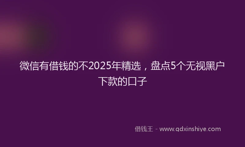 微信有借钱的不2025年精选，盘点5个无视黑户下款的口子