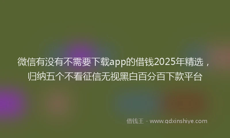 微信有没有不需要下载app的借钱2025年精选，归纳五个不看征信无视黑白百分百下款平台