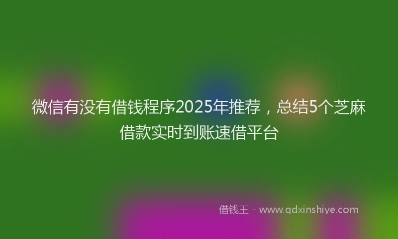 微信有没有借钱程序2025年推荐，总结5个芝麻借款实时到账速借平台
