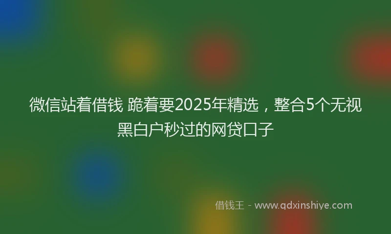 微信站着借钱 跪着要2025年精选，整合5个无视黑白户秒过的网贷口子