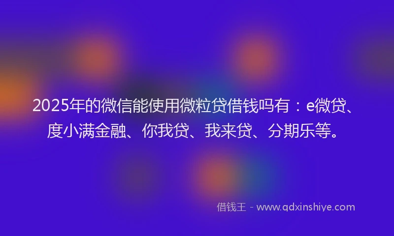 2025年的微信能使用微粒贷借钱吗有：e微贷、度小满金融、你我贷、我来贷、分期乐等。