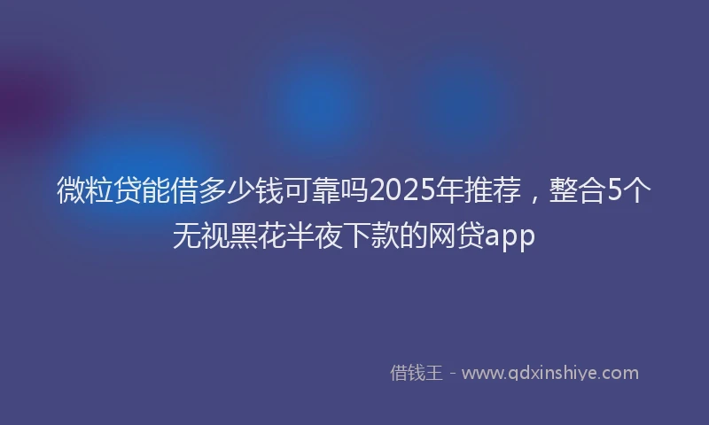微粒贷能借多少钱可靠吗2025年推荐，整合5个无视黑花半夜下款的网贷app