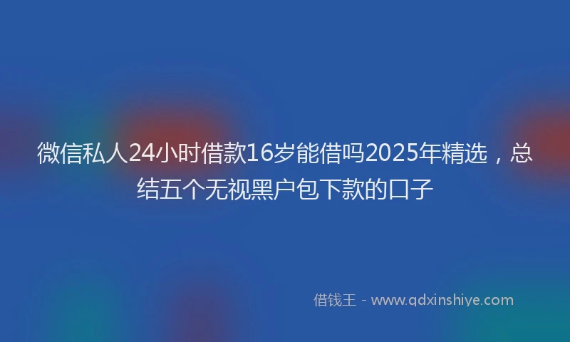 微信私人24小时借款16岁能借吗2025年精选，总结五个无视黑户包下款的口子