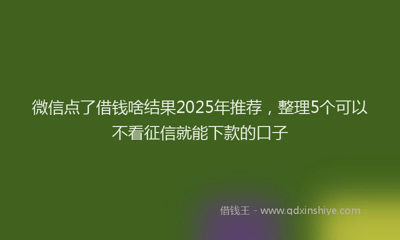 微信点了借钱啥结果2025年推荐，整理5个可以不看征信就能下款的口子