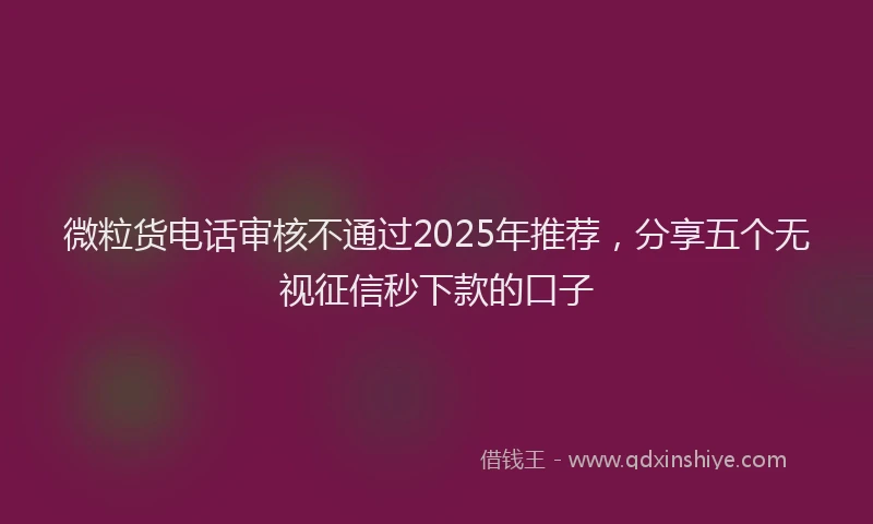微粒货电话审核不通过2025年推荐，分享五个无视征信秒下款的口子
