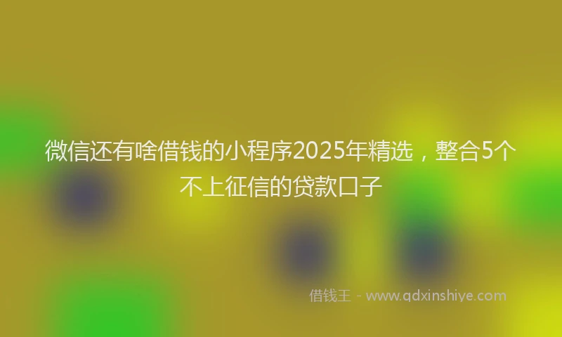 微信还有啥借钱的小程序2025年精选，整合5个不上征信的贷款口子