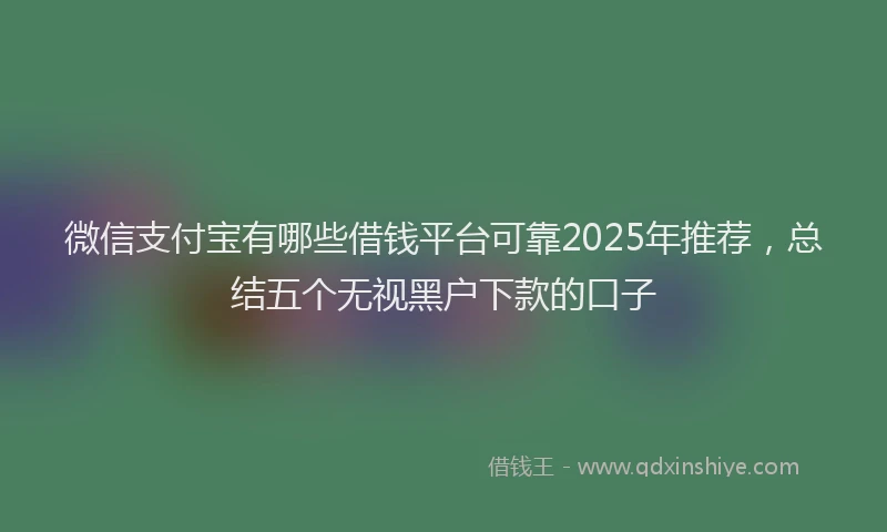 微信支付宝有哪些借钱平台可靠2025年推荐，总结五个无视黑户下款的口子