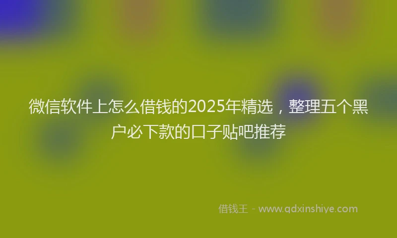 微信软件上怎么借钱的2025年精选，整理五个黑户必下款的口子贴吧推荐