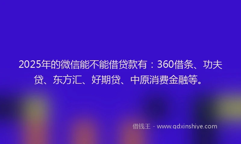 2025年的微信能不能借贷款有：360借条、功夫贷、东方汇、好期贷、中原消费金融等。