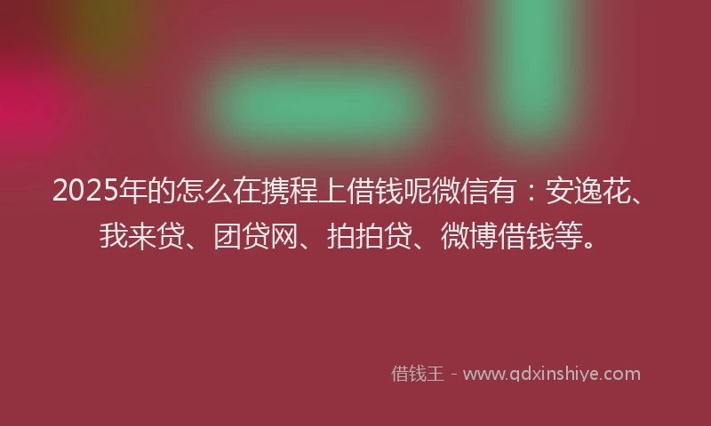 2025年的怎么在携程上借钱呢微信有：安逸花、我来贷、团贷网、拍拍贷、微博借钱等。