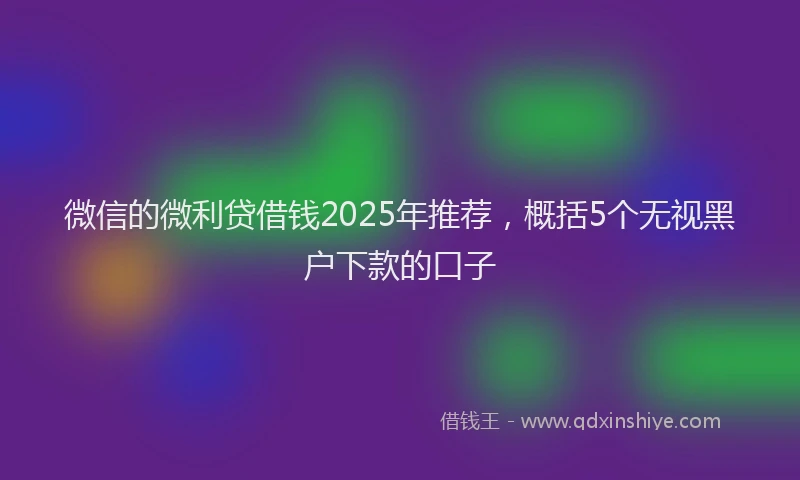 微信的微利贷借钱2025年推荐，概括5个无视黑户下款的口子