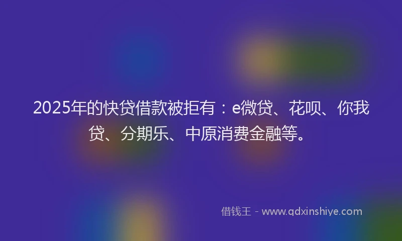 2025年的快贷借款被拒有：e微贷、花呗、你我贷、分期乐、中原消费金融等。