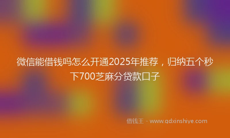 微信能借钱吗怎么开通2025年推荐，归纳五个秒下700芝麻分贷款口子