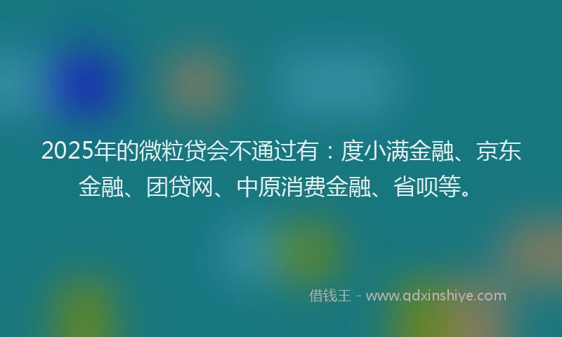 2025年的微粒贷会不通过有：度小满金融、京东金融、团贷网、中原消费金融、省呗等。