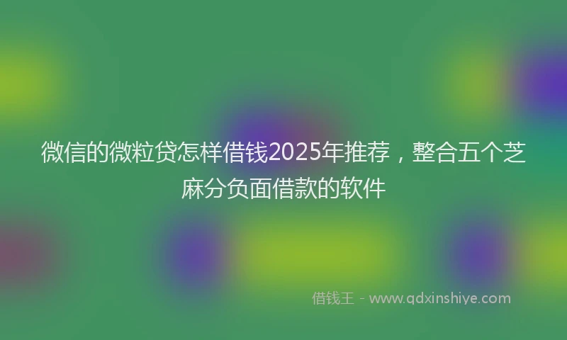 微信的微粒贷怎样借钱2025年推荐，整合五个芝麻分负面借款的软件