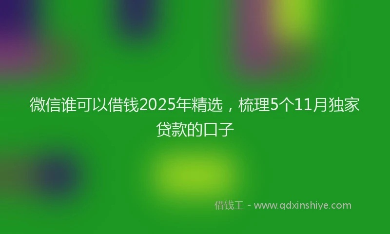 微信谁可以借钱2025年精选，梳理5个11月独家贷款的口子