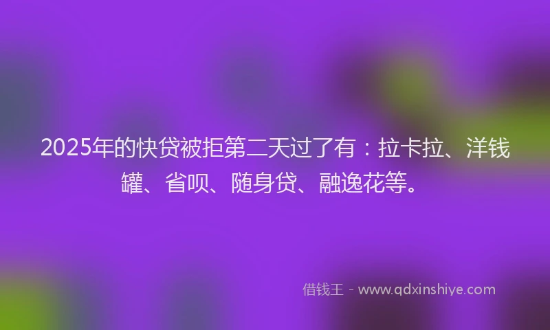 2025年的快贷被拒第二天过了有：拉卡拉、洋钱罐、省呗、随身贷、融逸花等。