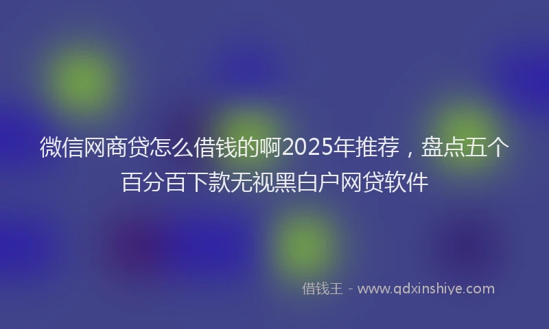 微信网商贷怎么借钱的啊2025年推荐，盘点五个百分百下款无视黑白户网贷软件