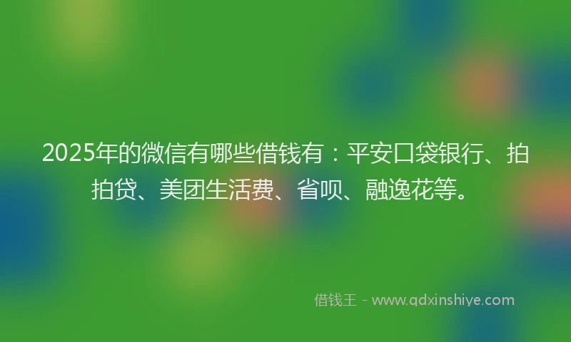 2025年的微信有哪些借钱有：平安口袋银行、拍拍贷、美团生活费、省呗、融逸花等。