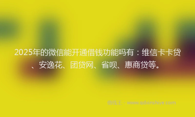 2025年的微信能开通借钱功能吗有：维信卡卡贷、安逸花、团贷网、省呗、惠商贷等。