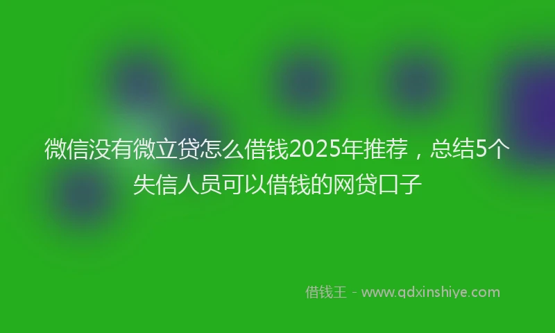 微信没有微立贷怎么借钱2025年推荐，总结5个失信人员可以借钱的网贷口子