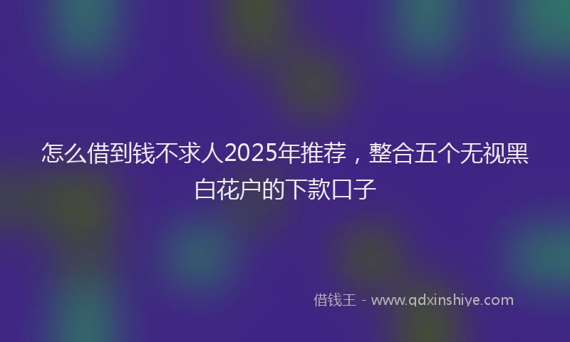 怎么借到钱不求人2025年推荐，整合五个无视黑白花户的下款口子