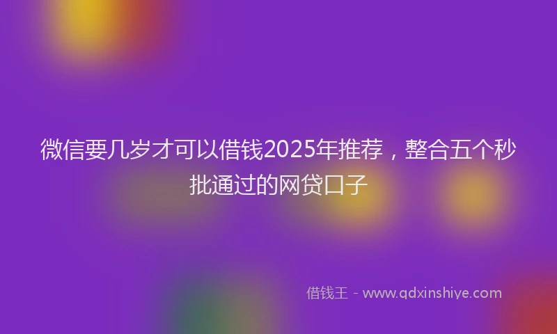 微信要几岁才可以借钱2025年推荐，整合五个秒批通过的网贷口子