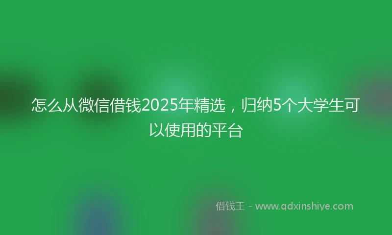 怎么从微信借钱2025年精选，归纳5个大学生可以使用的平台