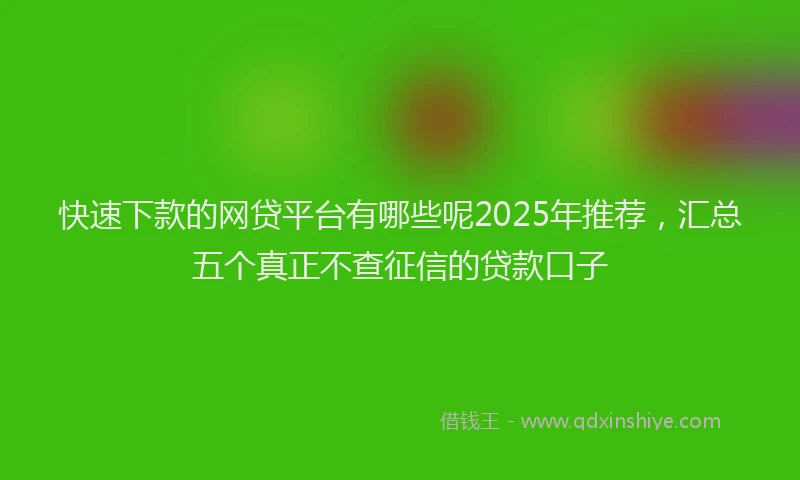快速下款的网贷平台有哪些呢2025年推荐，汇总五个真正不查征信的贷款口子