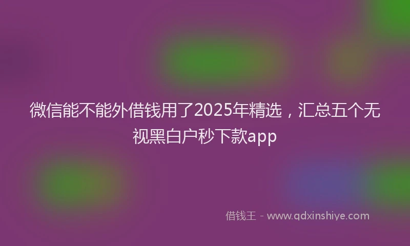 微信能不能外借钱用了2025年精选，汇总五个无视黑白户秒下款app
