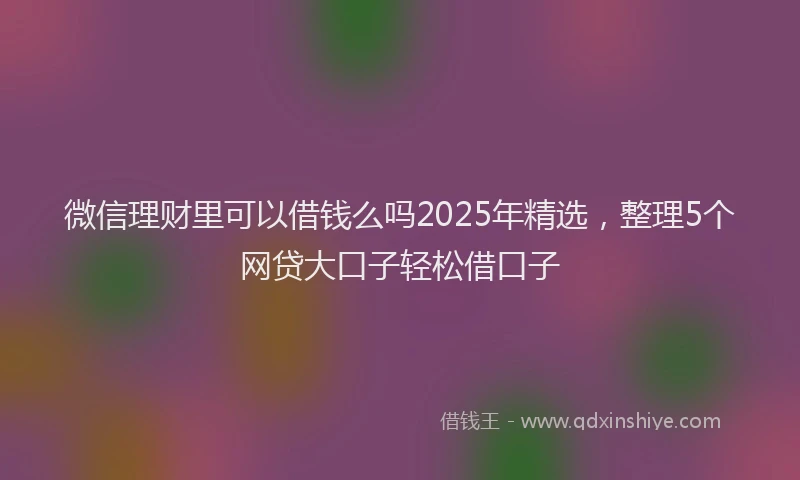 微信理财里可以借钱么吗2025年精选，整理5个网贷大口子轻松借口子