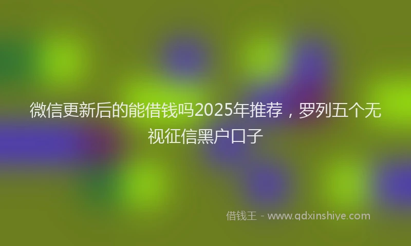 微信更新后的能借钱吗2025年推荐，罗列五个无视征信黑户口子