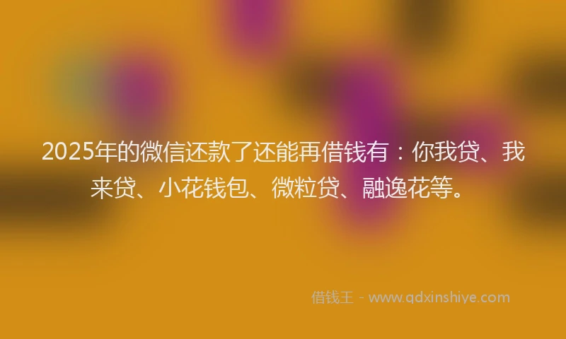 2025年的微信还款了还能再借钱有：你我贷、我来贷、小花钱包、微粒贷、融逸花等。