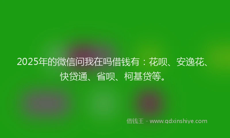2025年的微信问我在吗借钱有：花呗、安逸花、快贷通、省呗、柯基贷等。