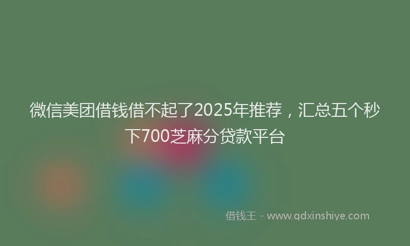 微信美团借钱借不起了2025年推荐，汇总五个秒下700芝麻分贷款平台