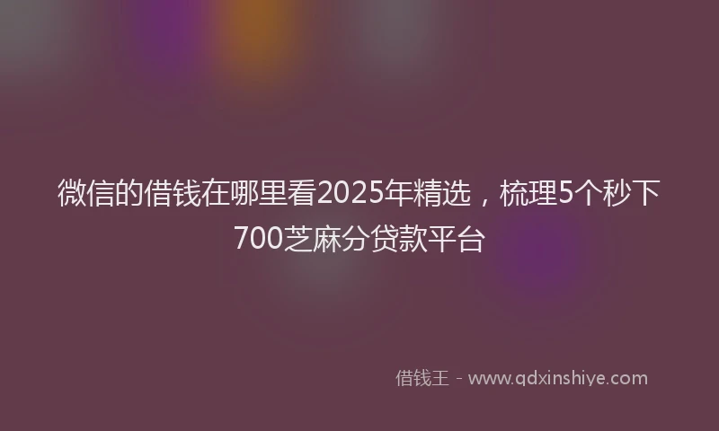 微信的借钱在哪里看2025年精选，梳理5个秒下700芝麻分贷款平台