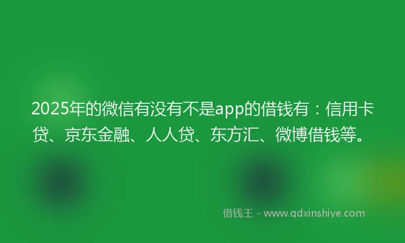 2025年的微信有没有不是app的借钱有：信用卡贷、京东金融、人人贷、东方汇、微博借钱等。