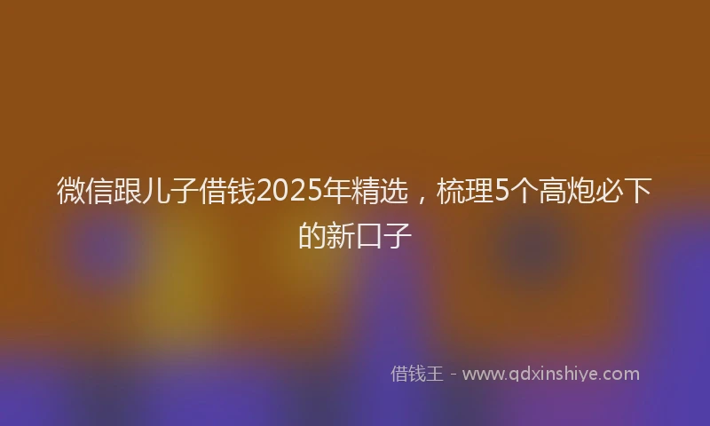 微信跟儿子借钱2025年精选，梳理5个高炮必下的新口子