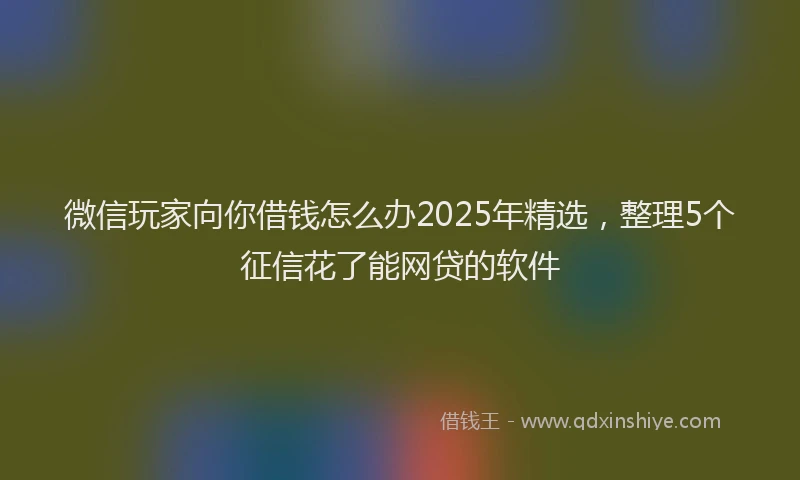 微信玩家向你借钱怎么办2025年精选，整理5个征信花了能网贷的软件