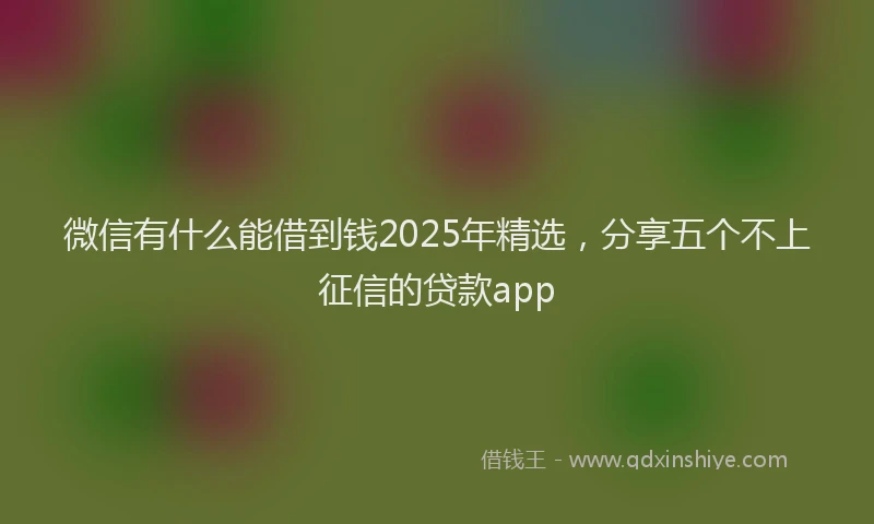 微信有什么能借到钱2025年精选，分享五个不上征信的贷款app
