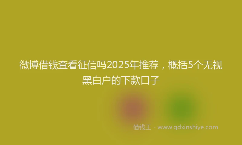 微博借钱查看征信吗2025年推荐，概括5个无视黑白户的下款口子