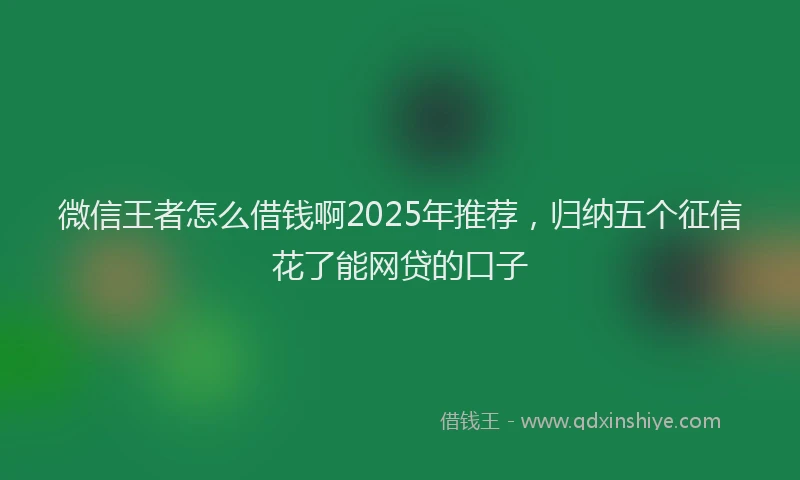 微信王者怎么借钱啊2025年推荐，归纳五个征信花了能网贷的口子